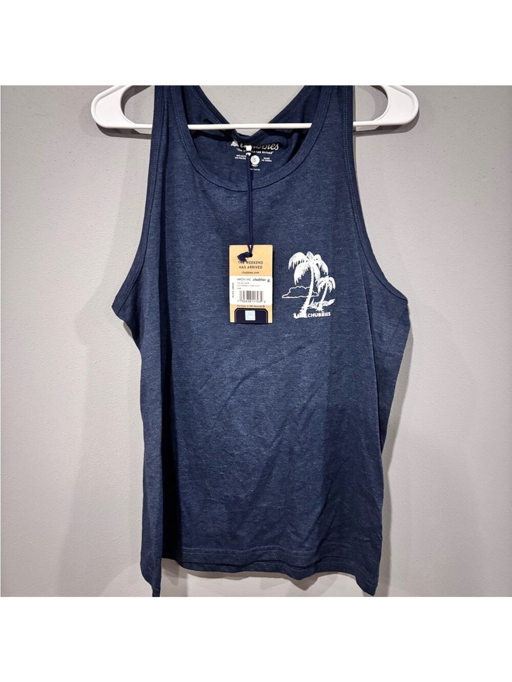 Chubbies Navy Tank Top with Palm Tree Design Mens Small NWT